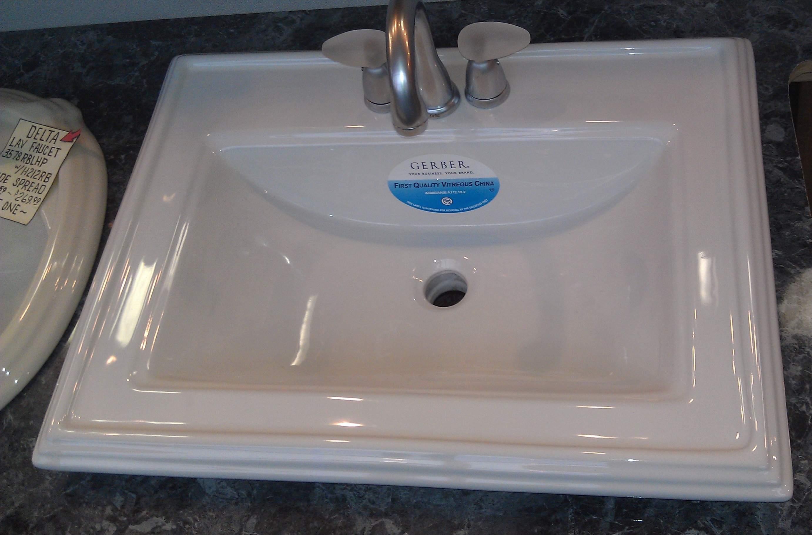 24 X 19 Gerber Logan Square Self Rimming Lav 4 Centers White Vitreous China Faucet Sold Separately