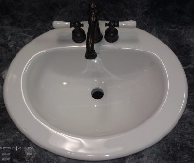 19" Gerber Round Self Rimming Lav 4" Centers White Vitreous China.