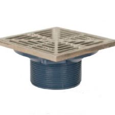 On-Grade Adjustable Square Floor Drain 4" ABS MIP Thread Nickel Bronze (Brass Pictures