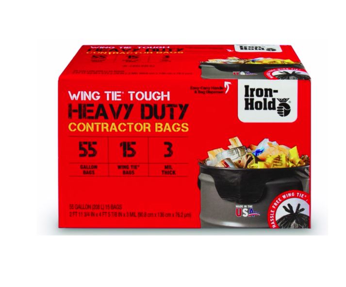 55 Gallon Iron Hold Contractor Trash Bag 3Mil 15pk - Warren Pipe and Supply