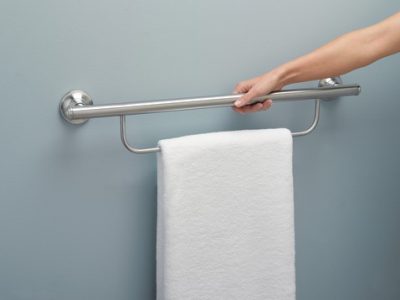 24" x 1" Dia. Grab Bar with Attached Towel Bar Brushed Nickel