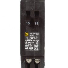 Homeline Tandem (Piggyback) Single Pole 15/15A 120/240V 1"W Circuit Breaker HOMT1515CP