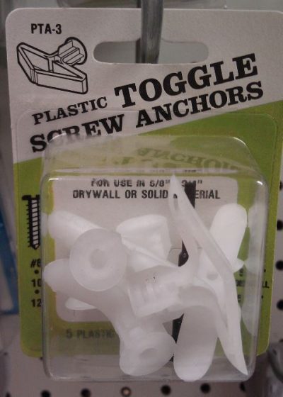 Hollow Wall Plastic Toggle Screw Anchor 5/8" 5pk