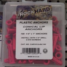 100pc Conical Lip 1/4" Plastic Anchors