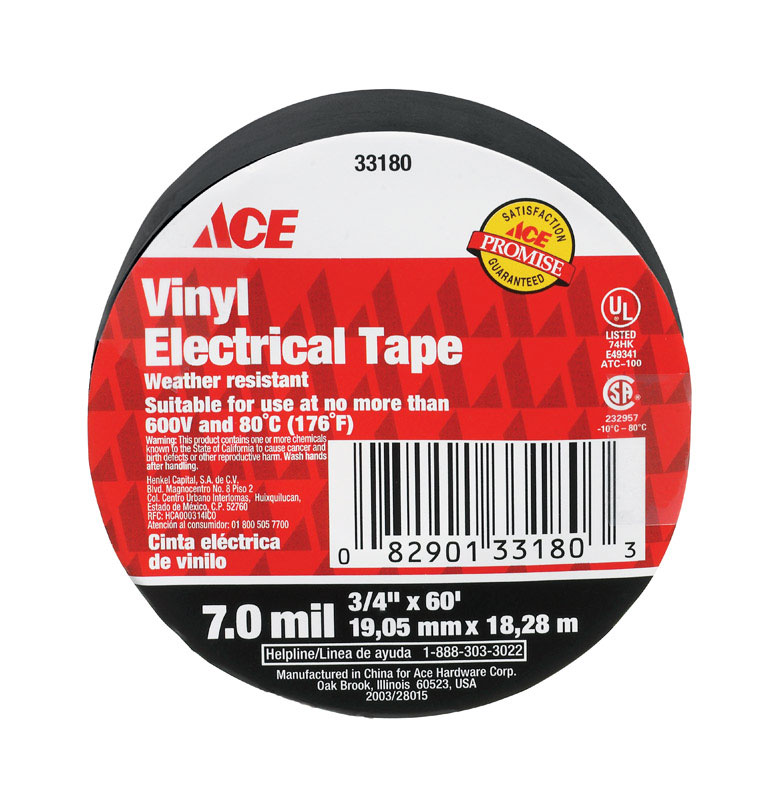3/4'' x 60' Black Electrical Tape