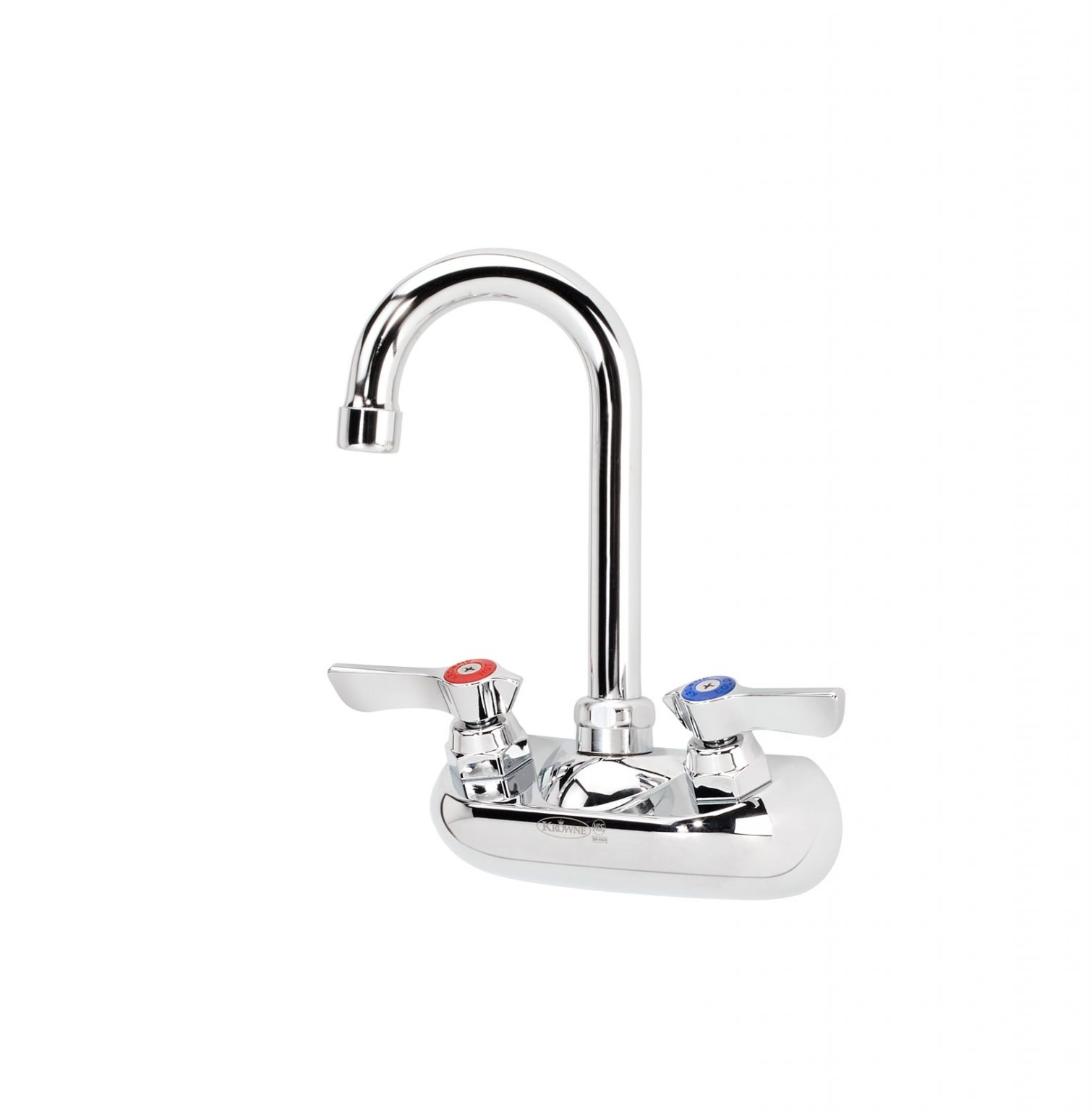 Krowne 10400L 4" Center Wall Mount Faucet with 31/2" Wide Gooseneck Spout Warren Pipe and Supply